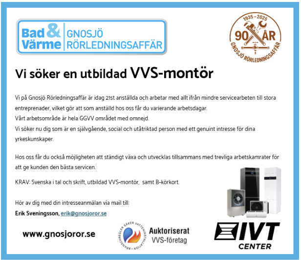 vi söker vvs-montör